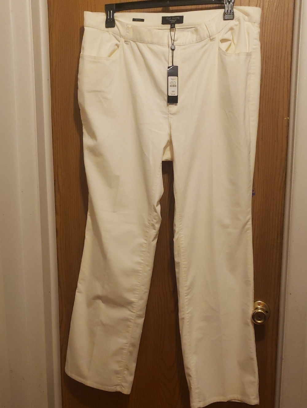 Talbots Off-White Velour Heritage Boot Trousers